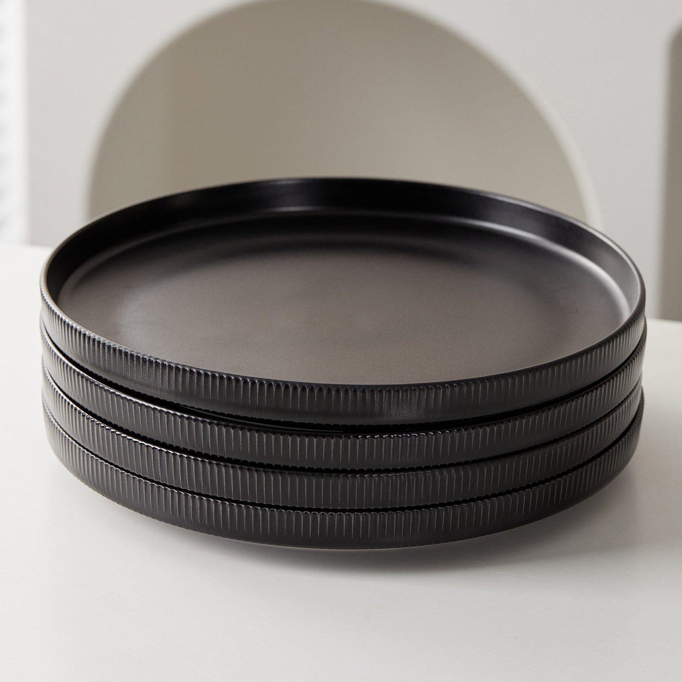 JIWOO Teller 4er,Ø27,7cm,Frühstücksteller,Vorspeisenteller,Salatteller,Gemüseteller, (4 St), Keramik,Mikrowellen-und spülmaschinenfest,Matt,Ø25cm