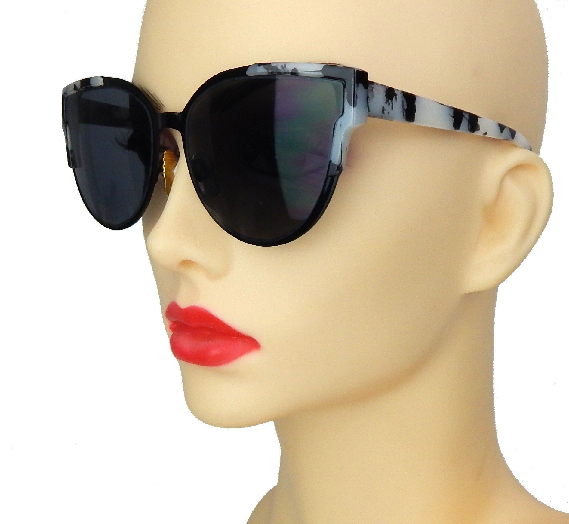 Ella Jonte Sonnenbrille stylishe Statement-Brille schwarz grau UV 400 mit Stoffetui