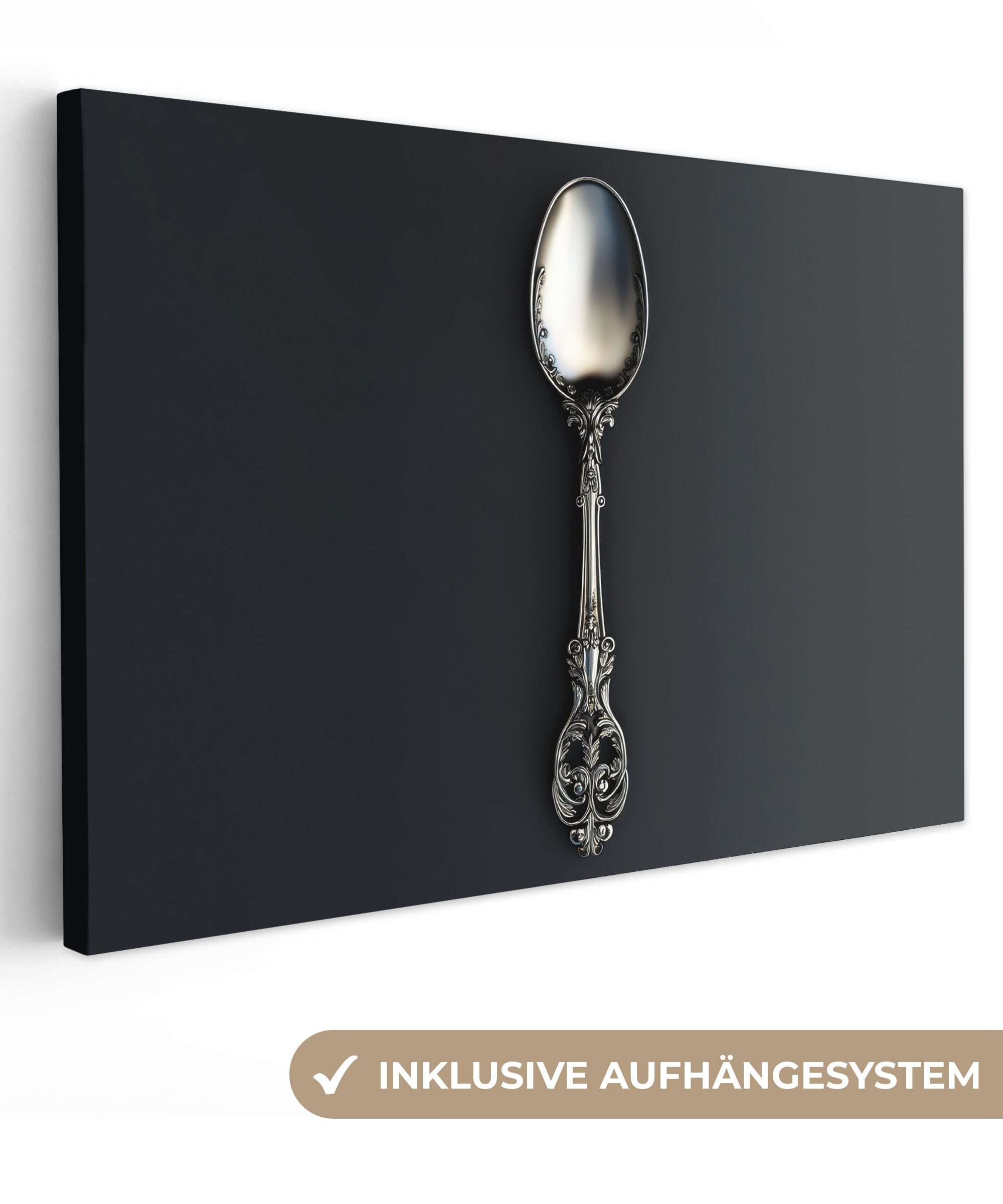 OneMillionCanvasses® Leinwandbild Löffel - Silber - günstig online kaufen