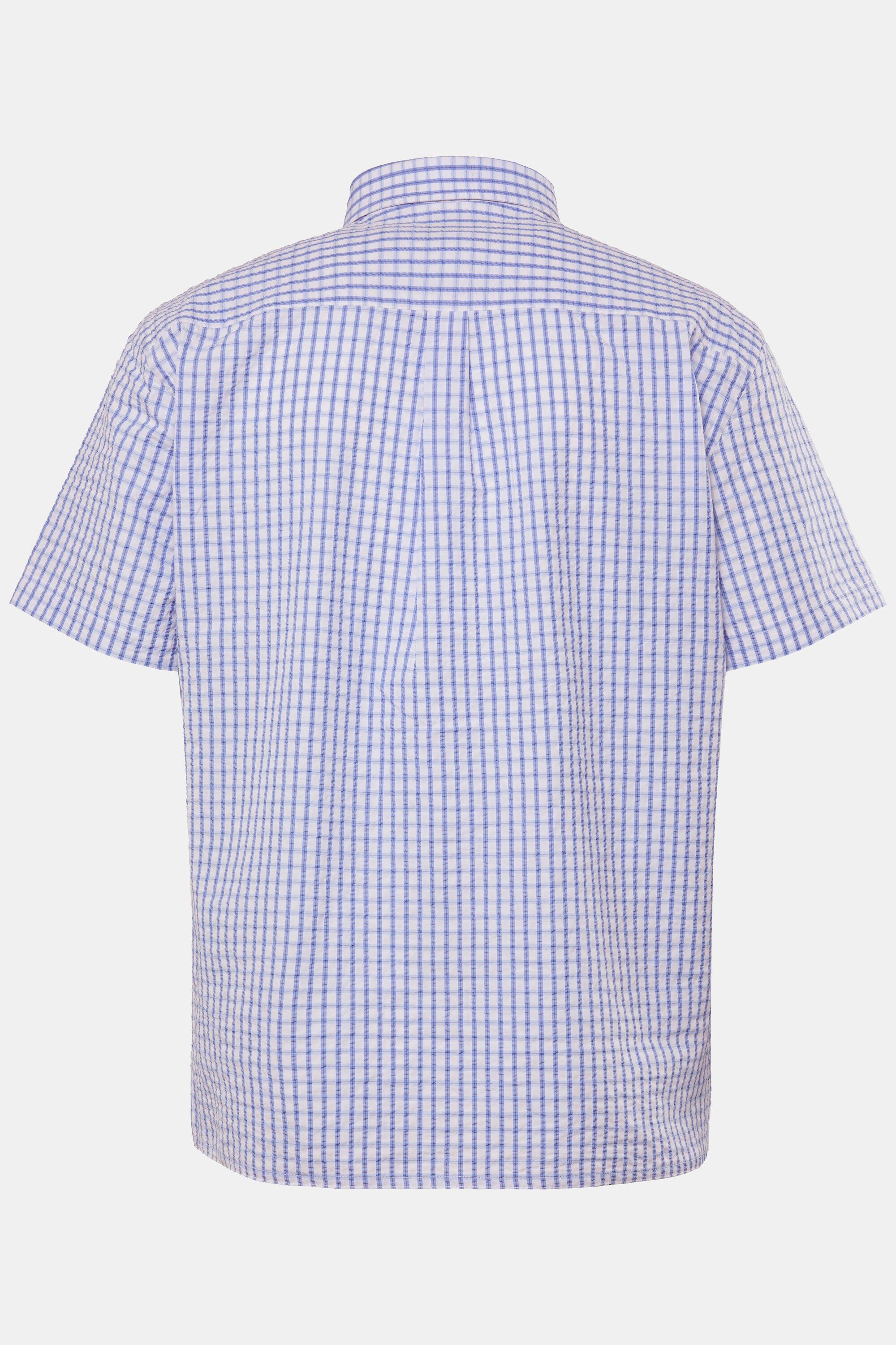 Men Plus Kurzarmhemd Karohemd Halbarm Seersucker Buttondown-Kragen