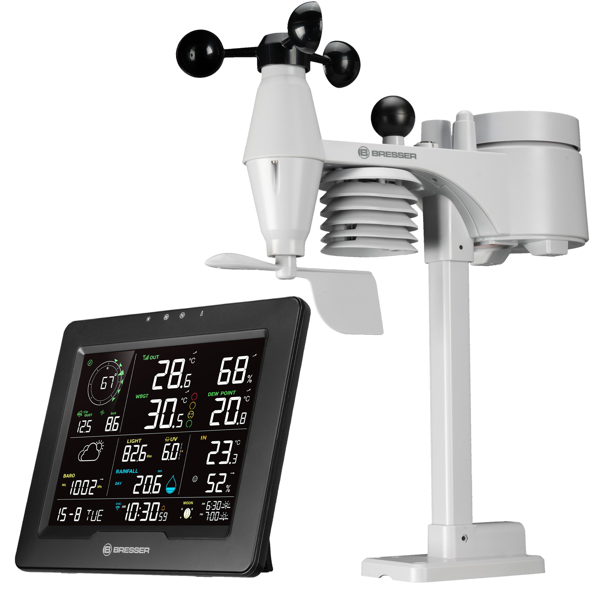 Wetterstation BRESSER 8-in-1-WLAN-Wetterstation mit Hitzeindex Sahara TB