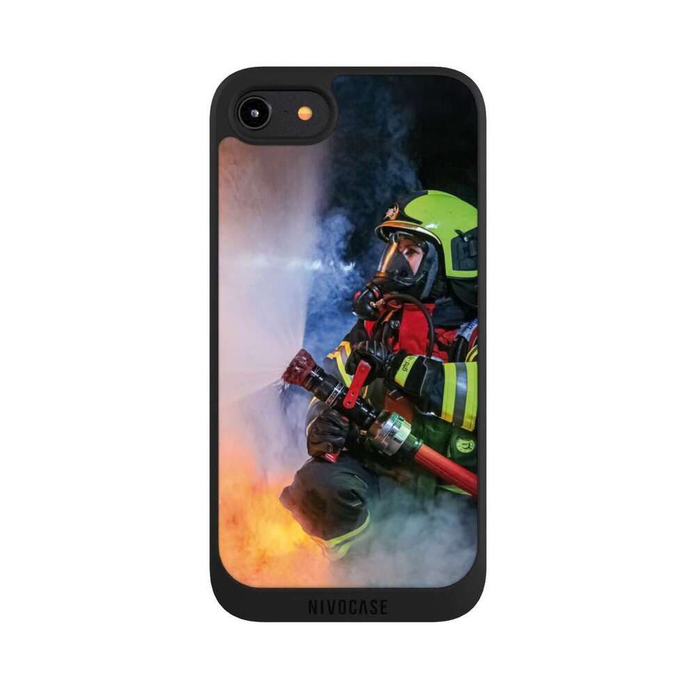 NIVOCASE Handyhülle Feuerwehr Feuer Lebensretter Innenangriff, Apple iPhone 8 Handyhülle Hülle NIVOpure Case Schwarz