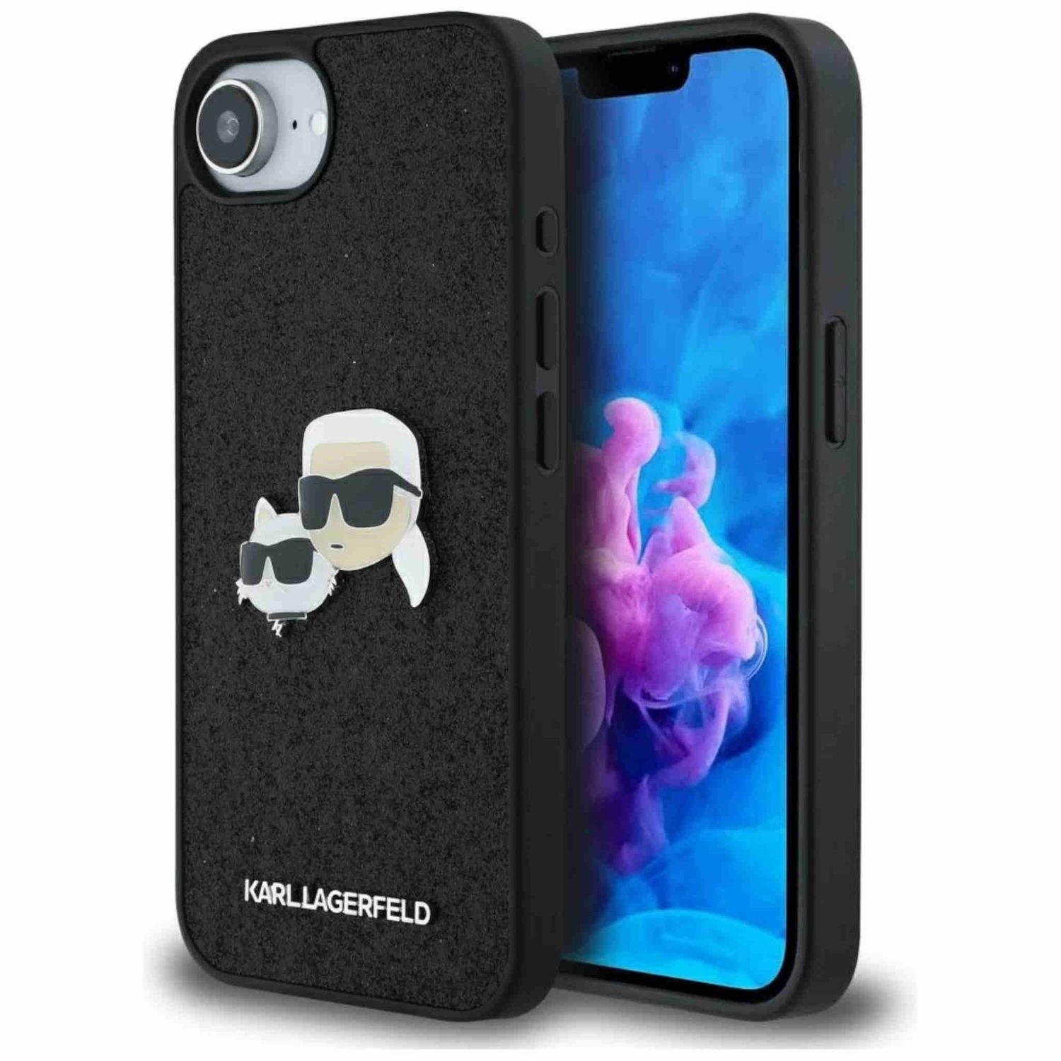 KARL LAGERFELD Smartphone-Hülle Karl Lagerfeld Apple iPhone 17e / 16e Fixed Glitter Heads Metal Pin
