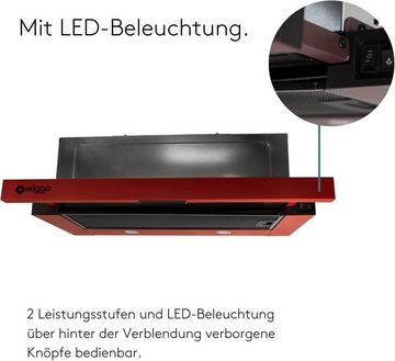 wiggo Flachschirmhaube WE-E632ER Unterbauhaube 60 cm - rot, Abluft oder Umluft Dunstabzug 300m³/h mit LED-Beleuchtung