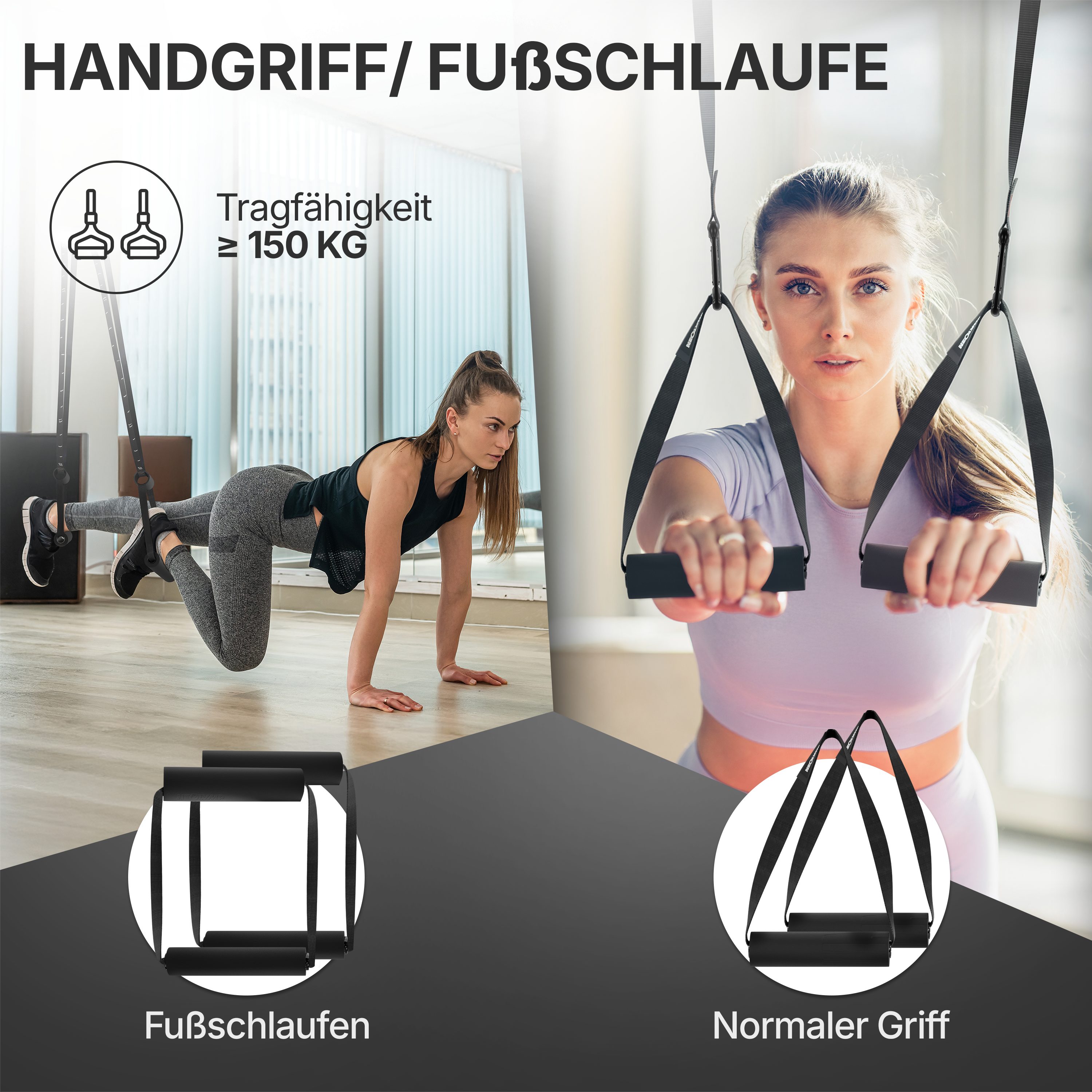 NEOLYMP Schlingentrainer Schlingentrainer - verstellbarer Sling Trainer für Ganzkörpertraining, Widerstandsbänder Set - Fitnessgerät für Zuhause & unterwegs