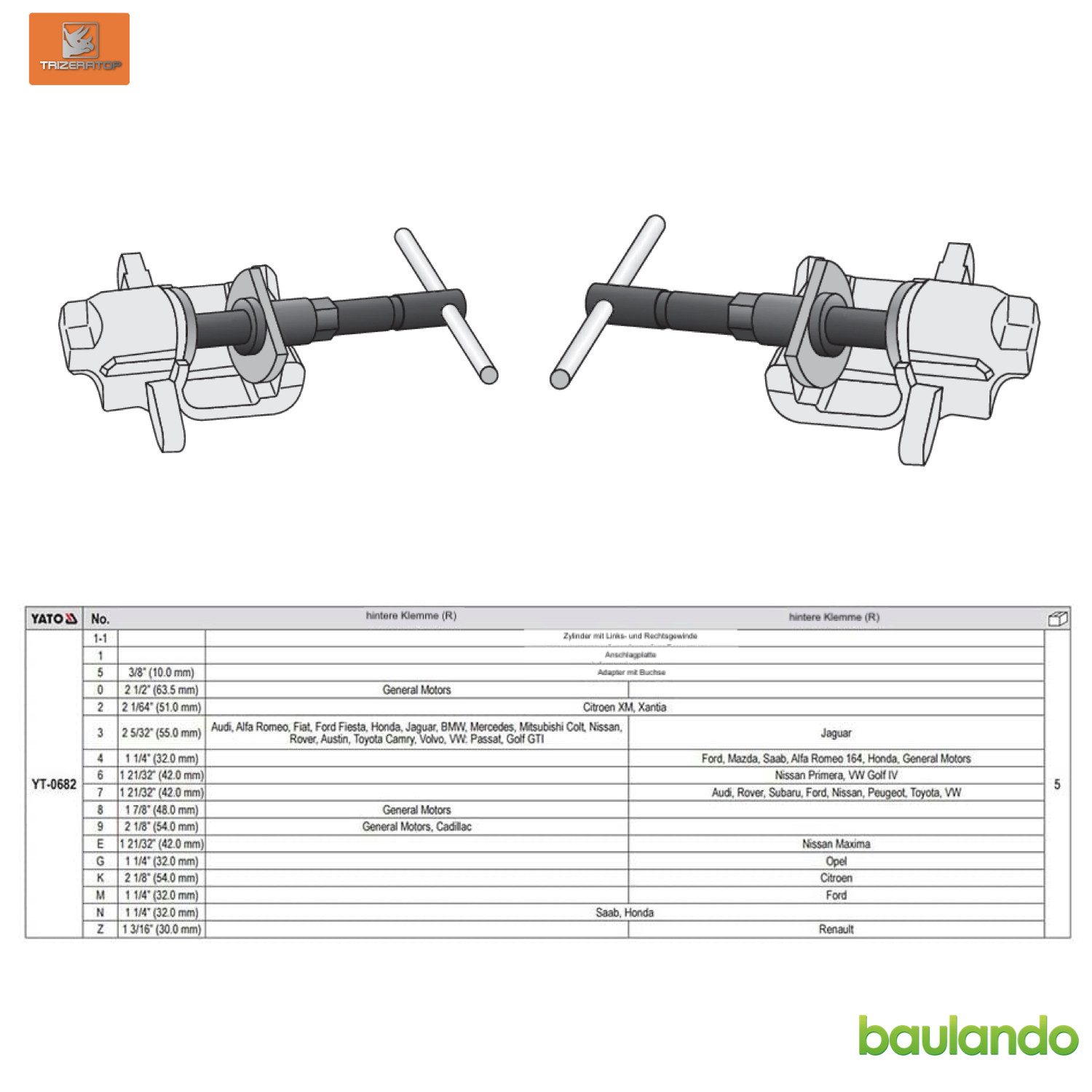 Yato Werkzeugset Hand-Leitelemente-Set für Bremssättel 18-teilig