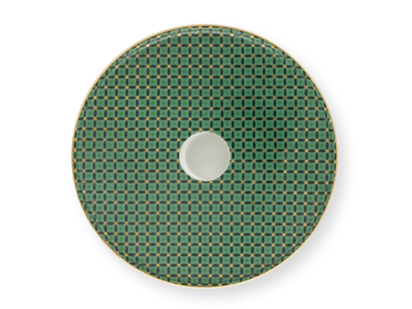 PiP Studio Kerzenhalter Cross Stitch Kerzenhalter grün 14 cm, Candle Tray Cross Stitch Green 14cm