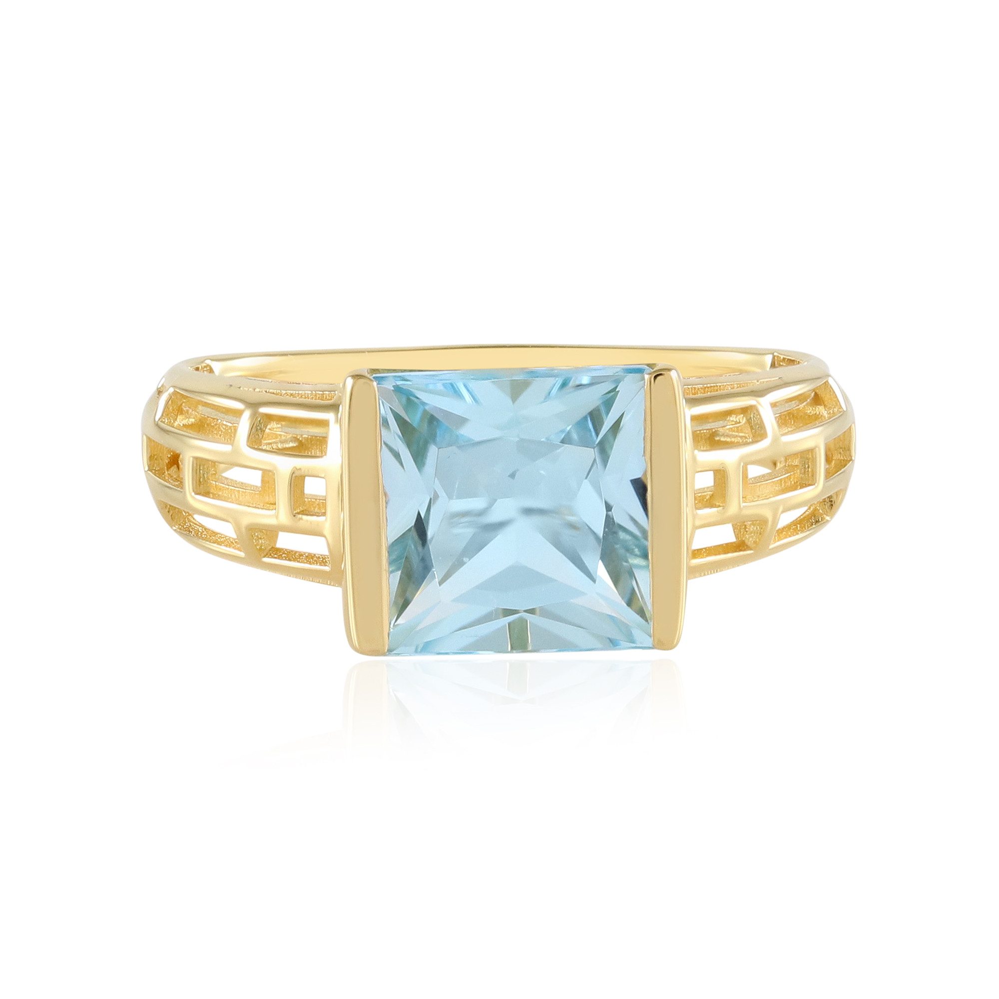 Cavill Solitärring Himmelblauer Topas Goldplattierter Silberring (1-tlg)