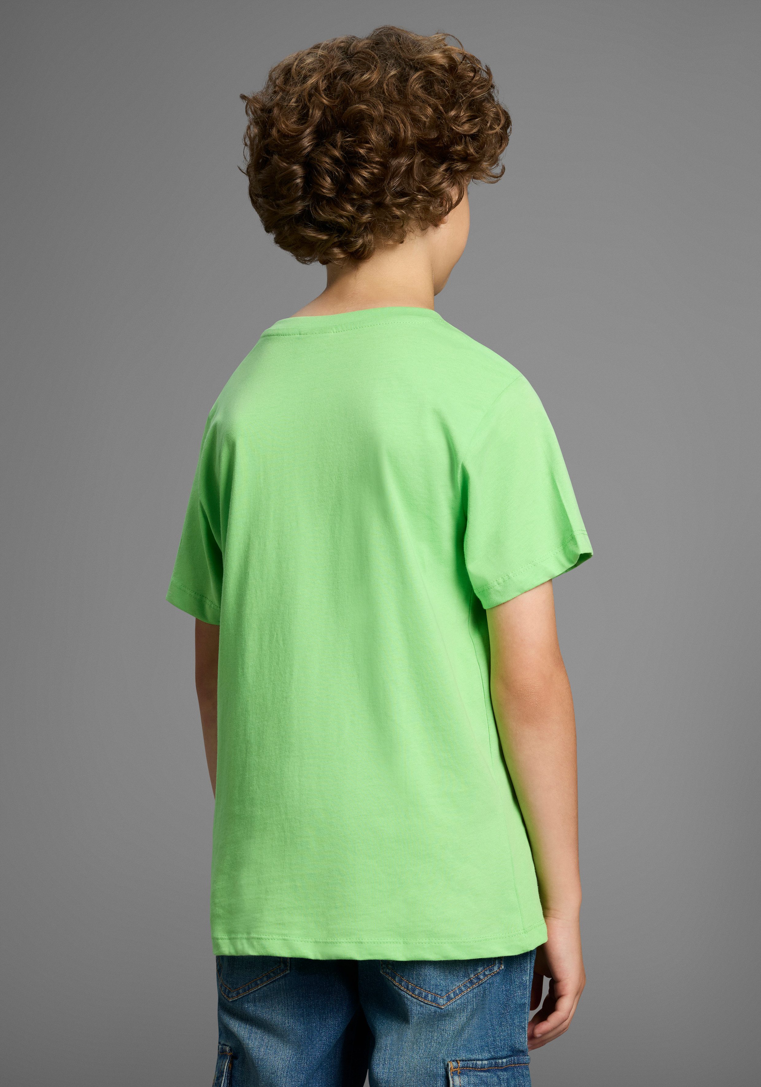 KIDSWORLD T-Shirt ICH DENKE...BITTE WARTEN Kurzarm, Basic Passform, mit trendigem Aufdruck
