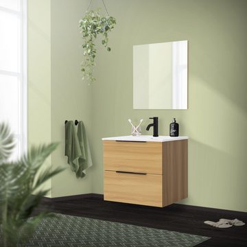 ML-DESIGN Badezimmerspiegelschrank Badezimmerspiegel aus Glas Wandmontage Deko Spiegel Badspiegel Weiß Rahmenlos ohne Led 60 x 60 cm