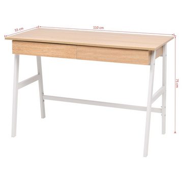 vidaXL Schreibtisch Schreibtisch 110x55x75 cm Eichenbraun und Weiß