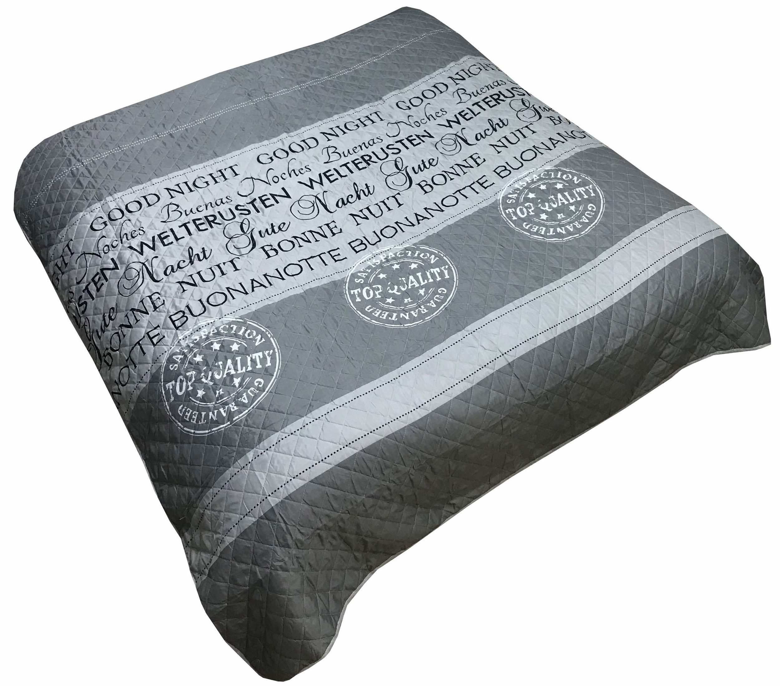 One Home Tagesdecke Good Night, gesteppt, Bettüberwurf oder Sofaüberwurf