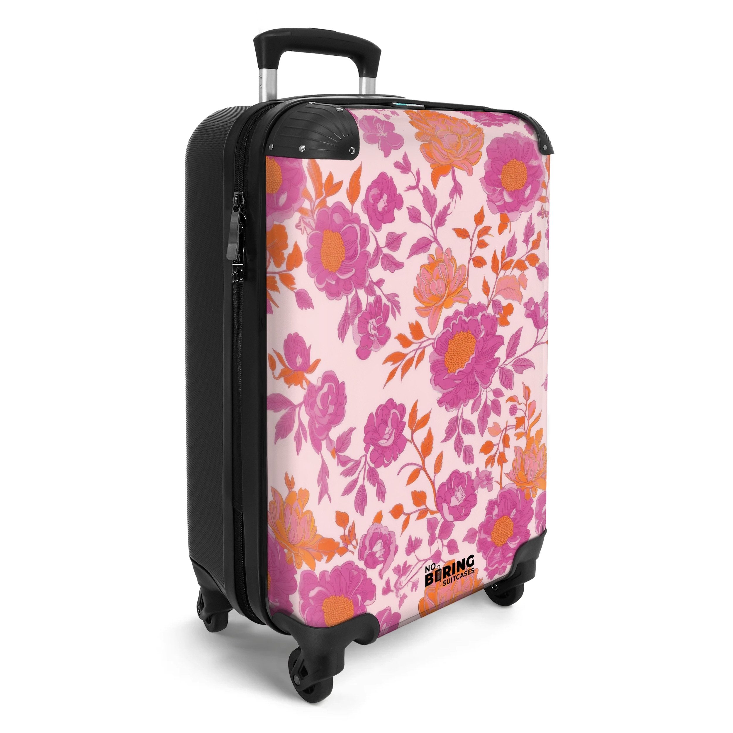 NoBoringSuitcases.com© Hartschalen-Trolley Lila Blumen mit rosa günstig online kaufen