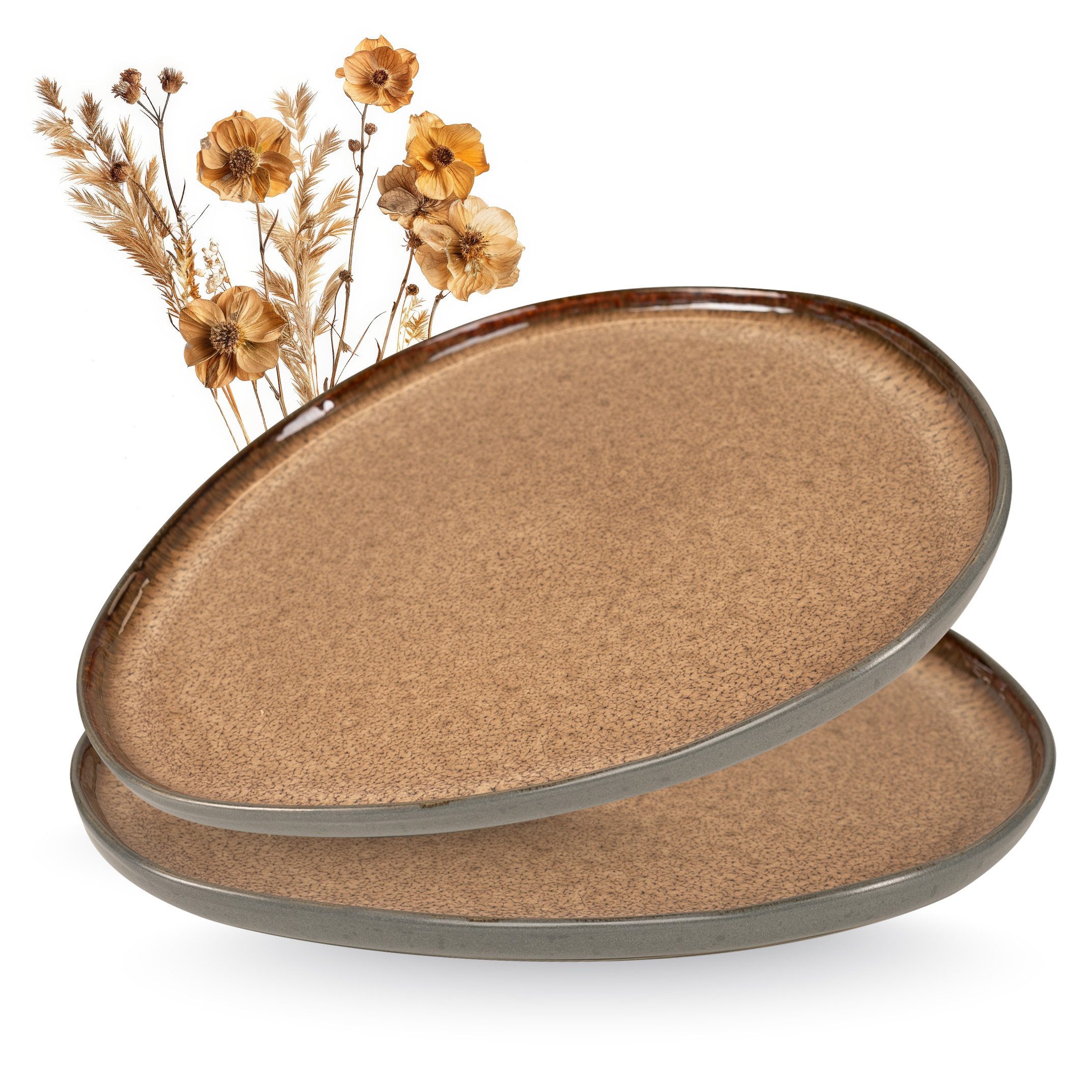 Moritz & Moritz Servierplatte ORGANIC Servierplatte 2er - Beige, (Set, 2-tlg., Set), Spülmaschinengeeignet