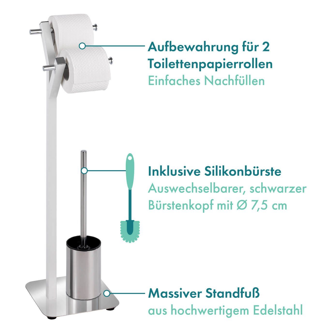Stand Halter weiß ALBERO WC WC-Garnitur Bürsten Rollen Papier Garnitur WENKO Toiletten