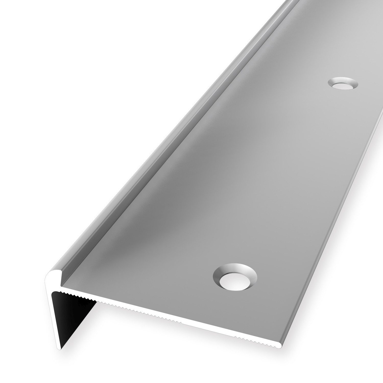 Küberit Treppenkantenprofil 20 x 48 x 2500 mm Winkelprofil Silber Gebohrt Aluminium