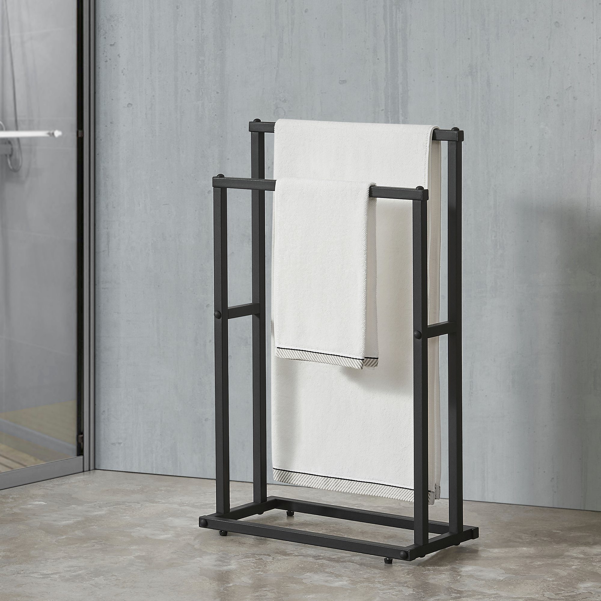 en.casa Handtuchständer, Omalo Handtuchhalter mit 2 Stangen 78x48x24cm Schw günstig online kaufen