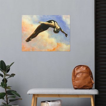 Posterlounge Wandfolie Sarah Morrissette, Sprung durch orangefarbene Wolken, Badezimmer Maritim Malerei