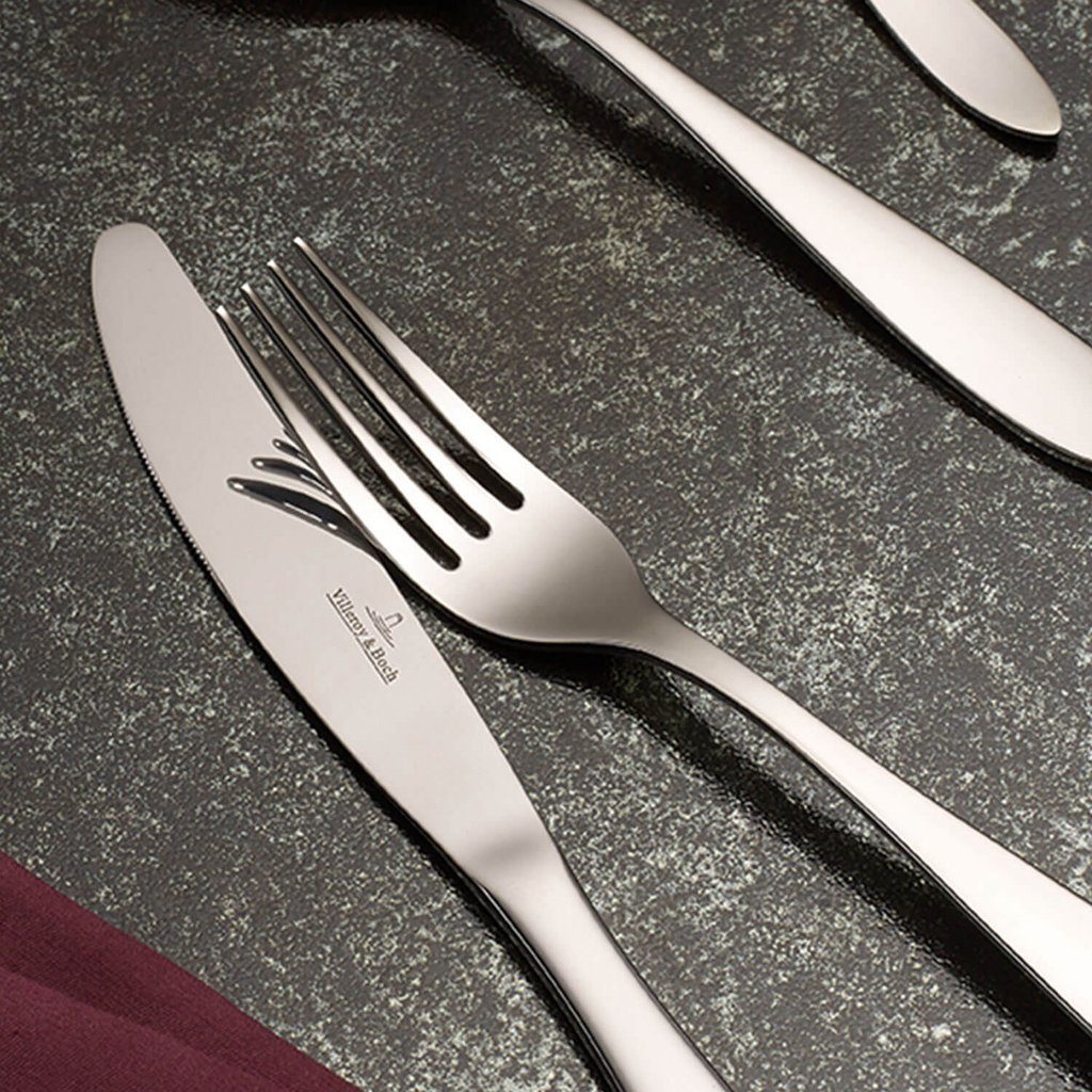 Villeroy & Boch Besteck-Set Arthur gebürstet Tafelbesteck 30-teilig (30-tlg), 6 Personen, Edelstahl, Edelstahl, 30 Stck, spülmaschinenfest