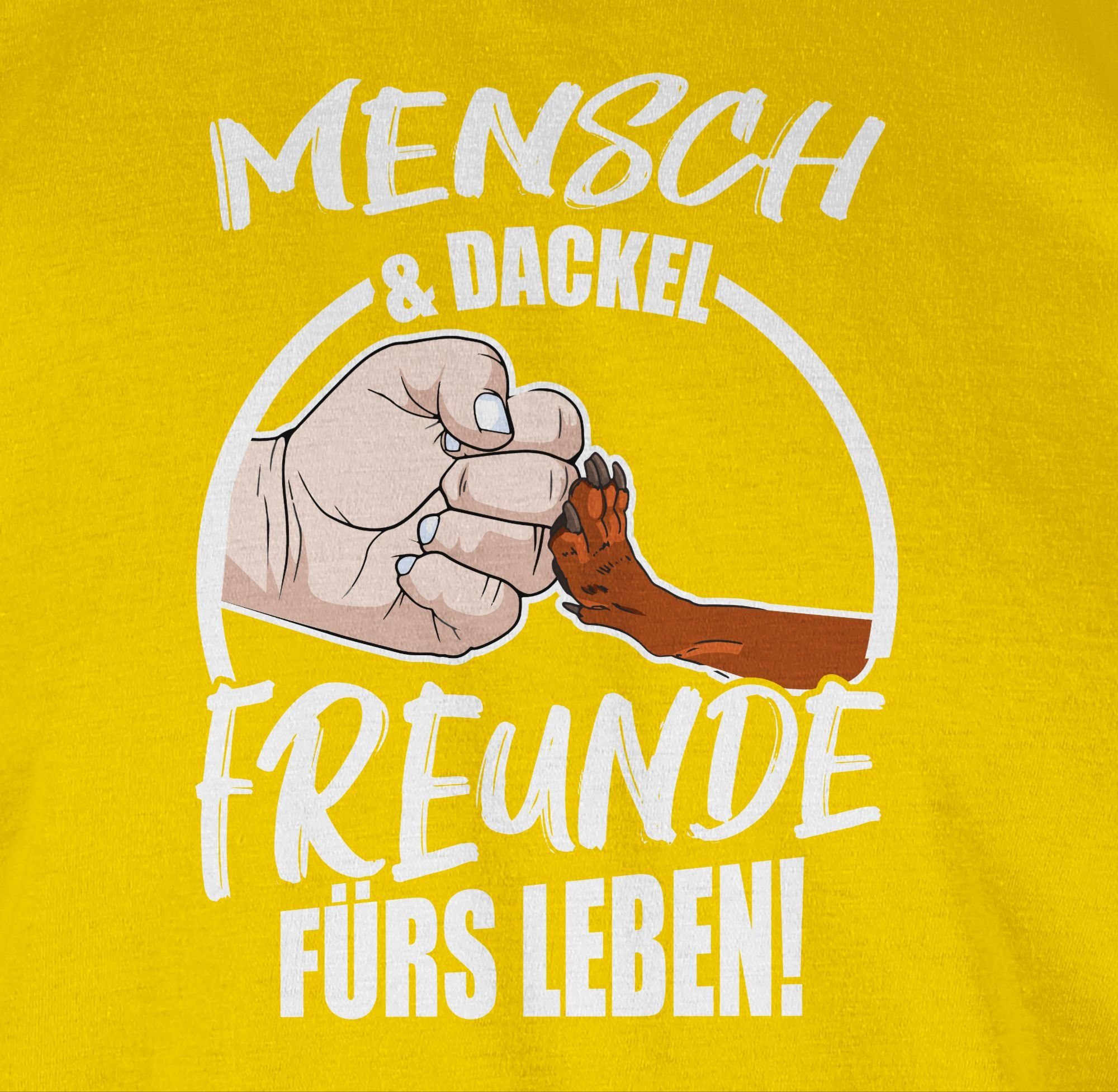 Dackel Geschenk fürs & für 3 Hundebesitzer Shirtracer Gelb Leben T-Shirt Mensch Freunde