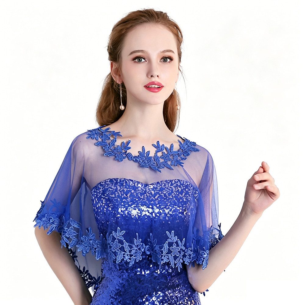 Zaewry Bolero Spitzen-Stola für Damen, transparenter Schal,Hochzeits-Cape Elegante Schulterjacke für Hochzeit, Brautmode & Abendkleid