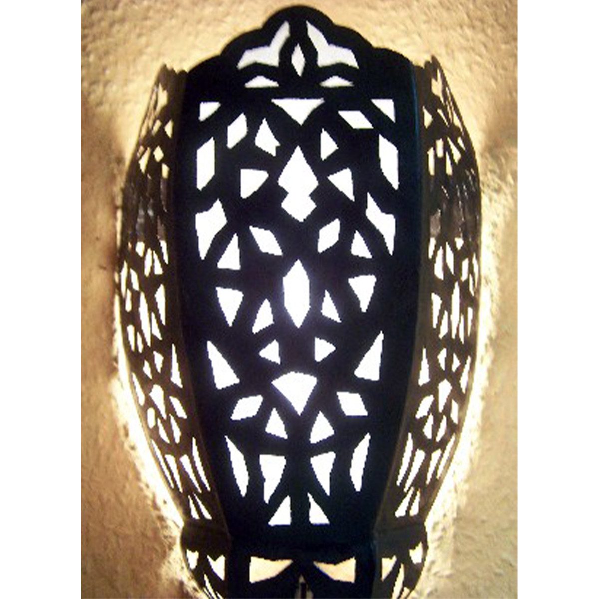 Marrakesch Orient & Mediterran Interior Wandleuchte Marokkanische Wandlampe Rida handgefertigt aus Metall in Schwarz 35 cm, Handarbeit