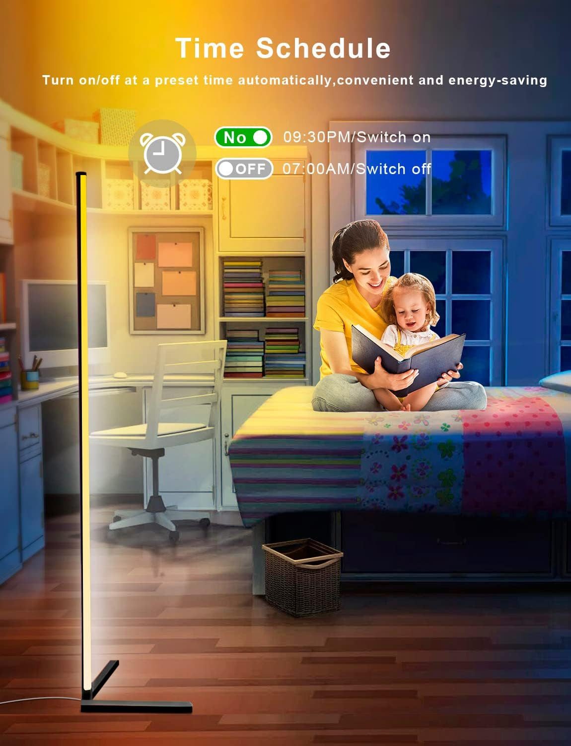 Athlix LED Stehlampe RGB Stehlampe LED 160cm Flur Lampe Farbwechsel Dimmbar Fernbedienung, 16 Mio Farben, App & Fernbedienung, Musik-Sync – Bild 5 von 5