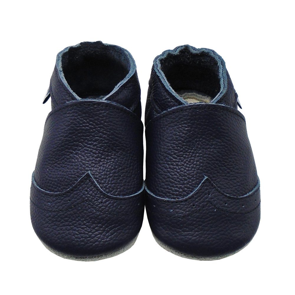 Krabbelschuhe Lauflernschuhe Hausschuhe Lederpuschen Dunkelblau Hausschuh