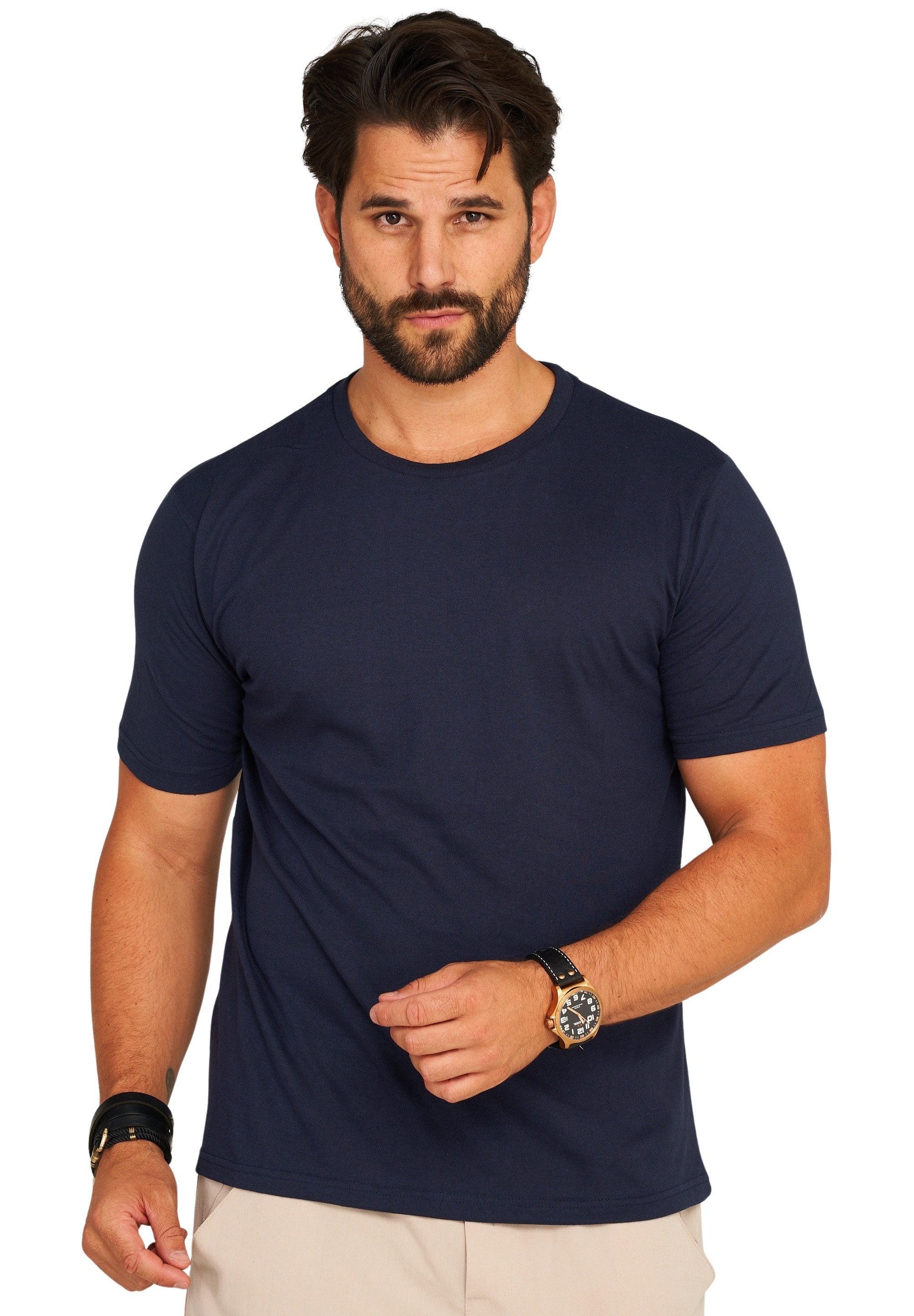 DAILY COTTON T-Shirt BASETEEO (Packung, 3er-Pack) Herren Basic Kurzarm Rundhals Shirt Crew-Neck O-Ausschnitt