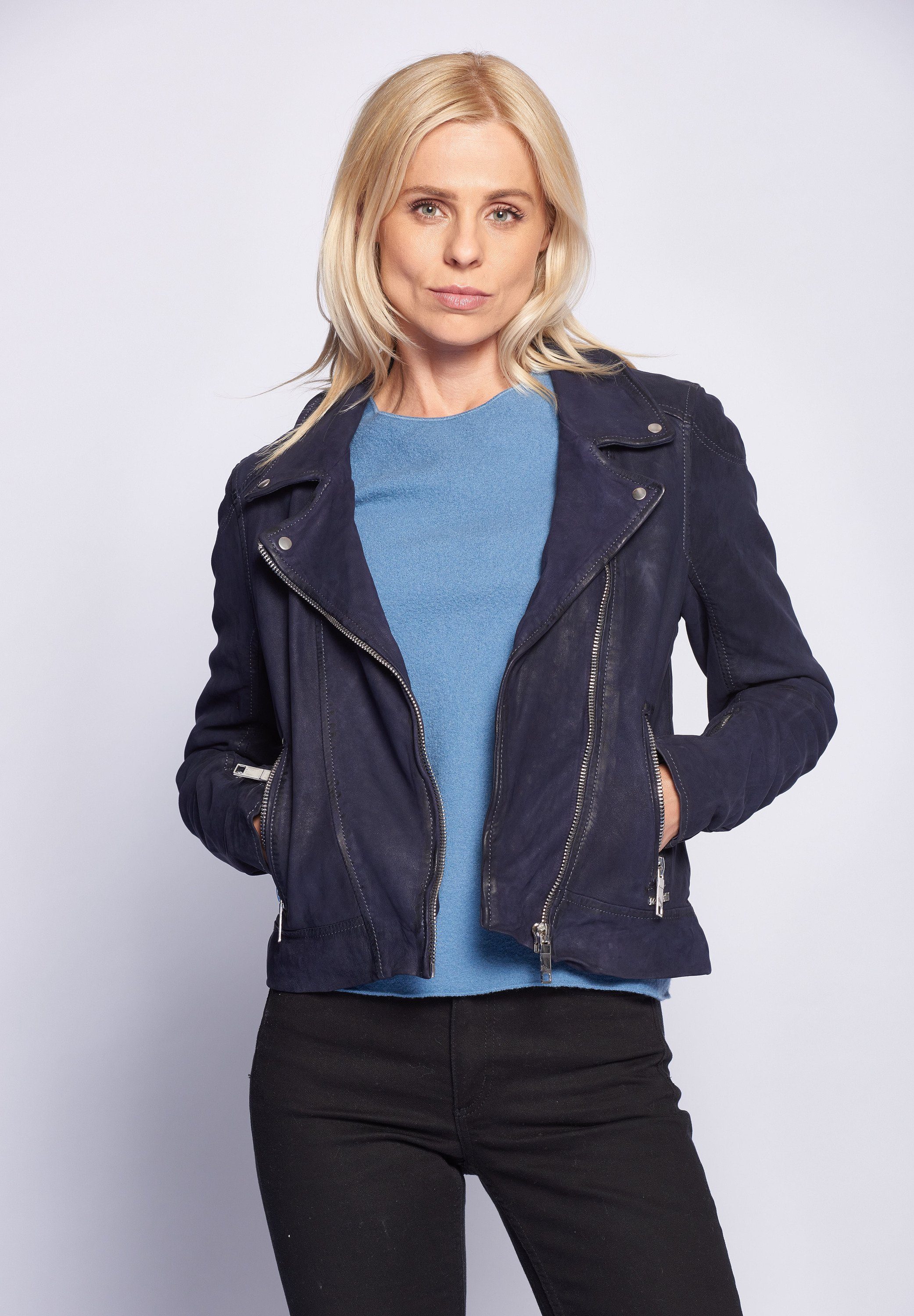 Maze Lederjacke Romie ocean blue | Übergangsjacken