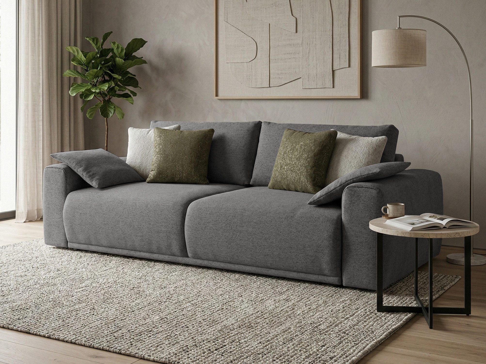 Beautysofa Big-Sofa Polo mit Schlaffunktion und Bettkasten, großes Schlafsofa 3-Sitzer, modernes Wohnzimmer Sofa, Liegefläche: 160 x 194 cm, Couch ausziehbar mit Federkern
