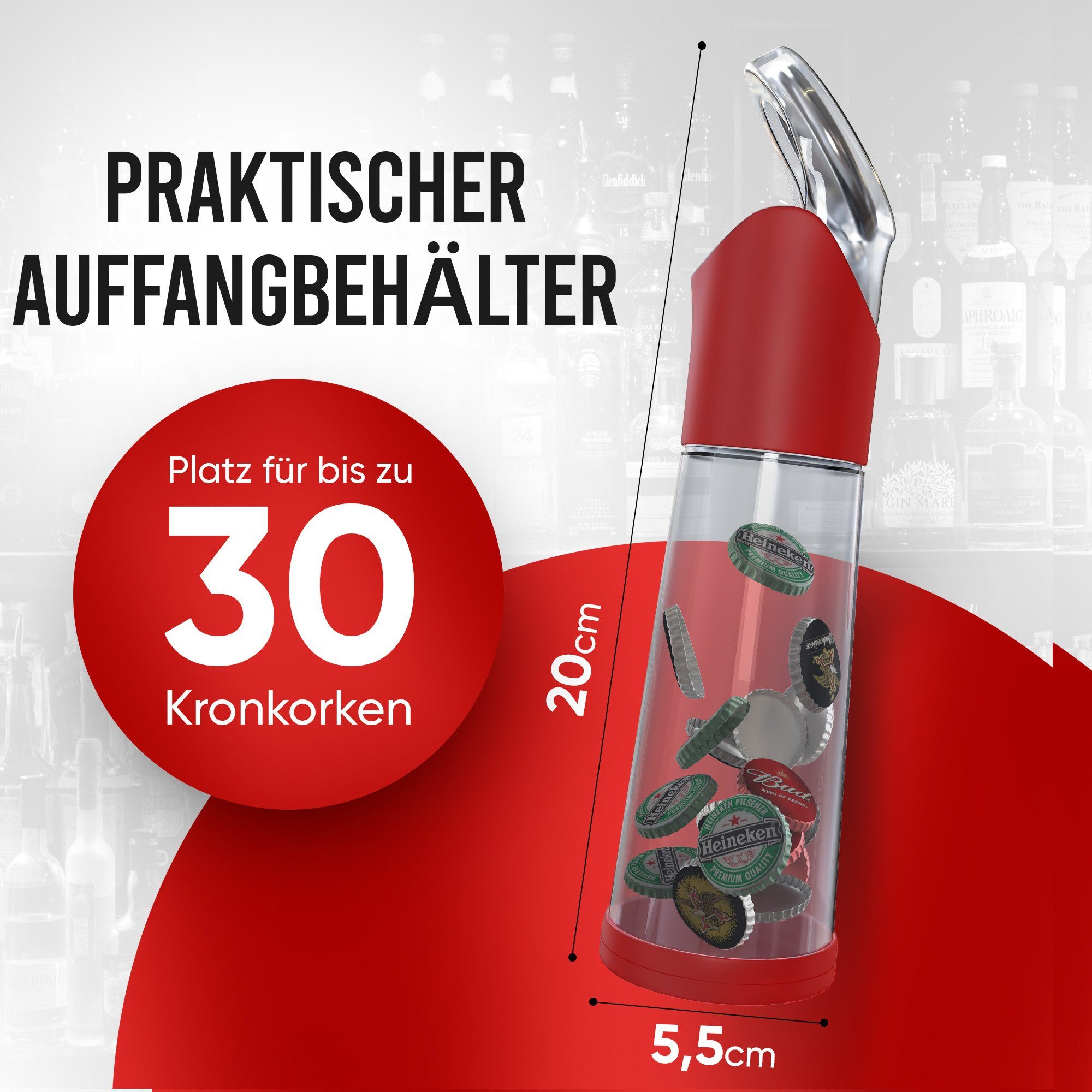 wortek Flaschenöffner Getränkeöffner mit Auffangbehälter Bieröffner (Set, 2-tlg), Geschenk für Männer und Bierliebhaber Biergeschenk – Bild 2 von 5
