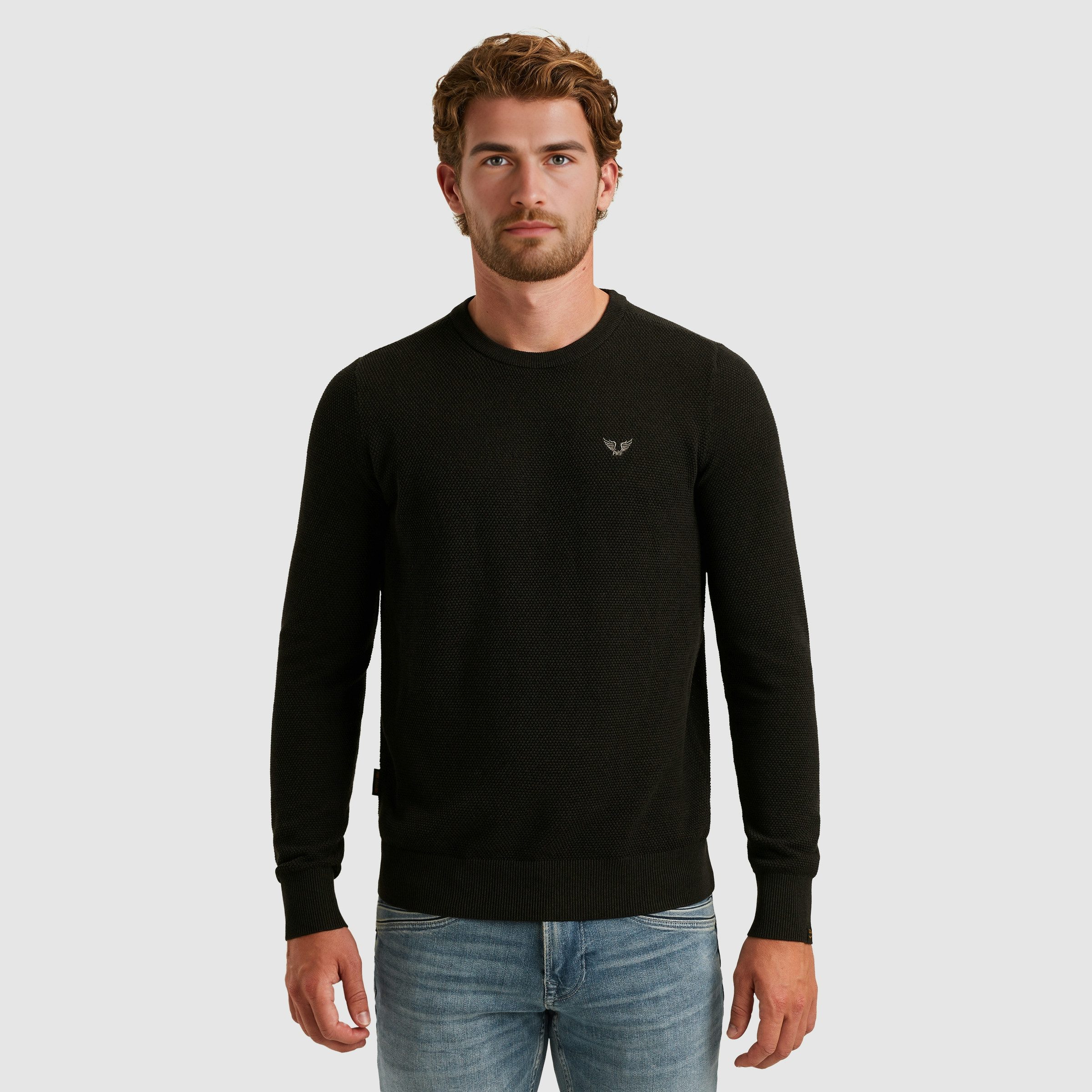 PME LEGEND Rundhalspullover mit Logo Stickerei günstig online kaufen