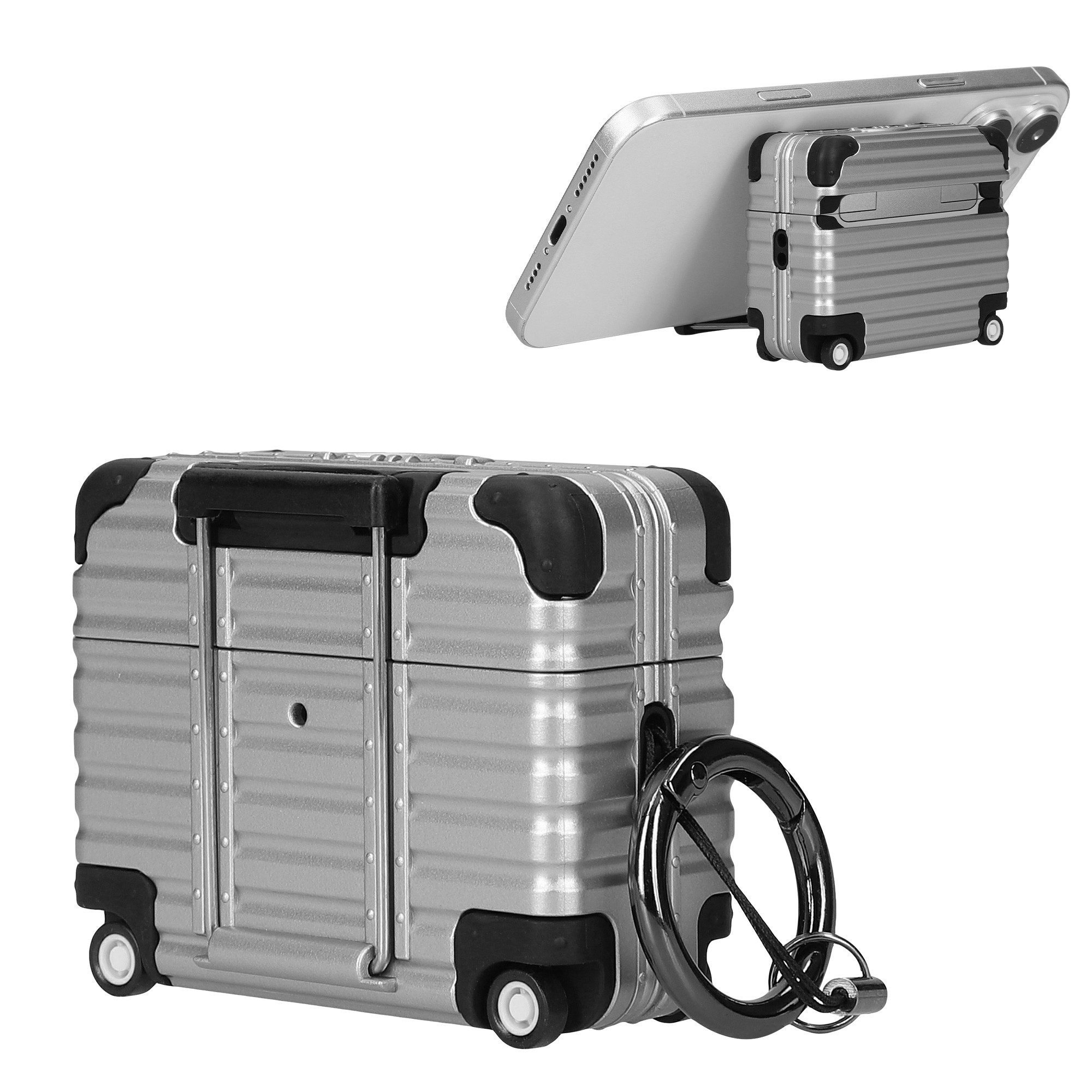 kwmobile Kopfhörer-Schutzhülle Kopfhörer Case für Apple Airpods Pro 3 Hülle, Koffer-Design In-Ear-Kopfhörer Cover mit Handy Ständer