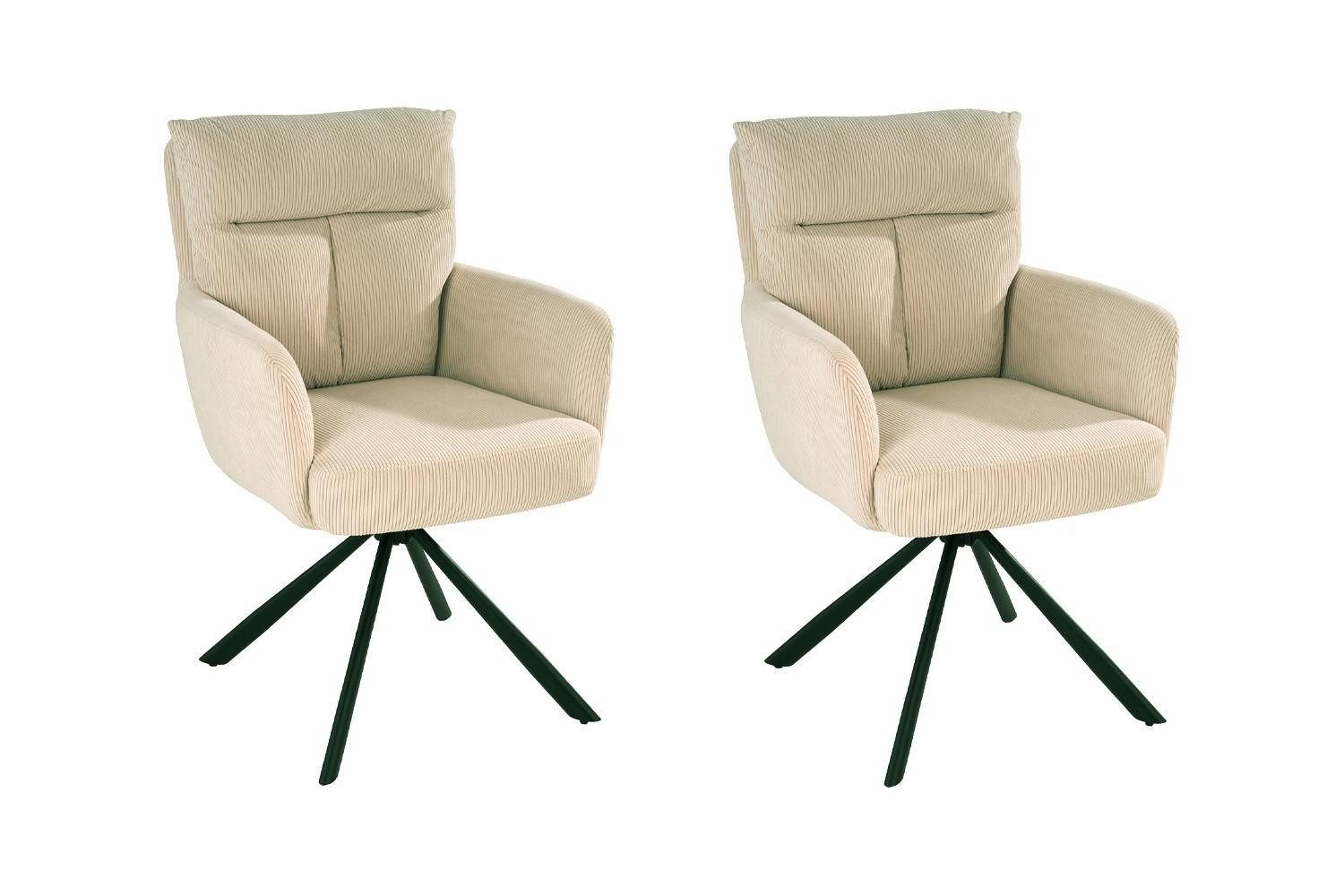 Polsterstuhl, Beige, Cordbezug, Metallgestell