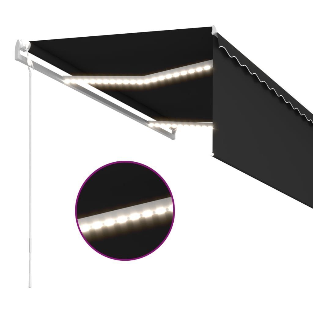 vidaXL Markise 3 x 25 m Automatische Markise mit Volant LED Windsensor 3x2,5m Anthraz