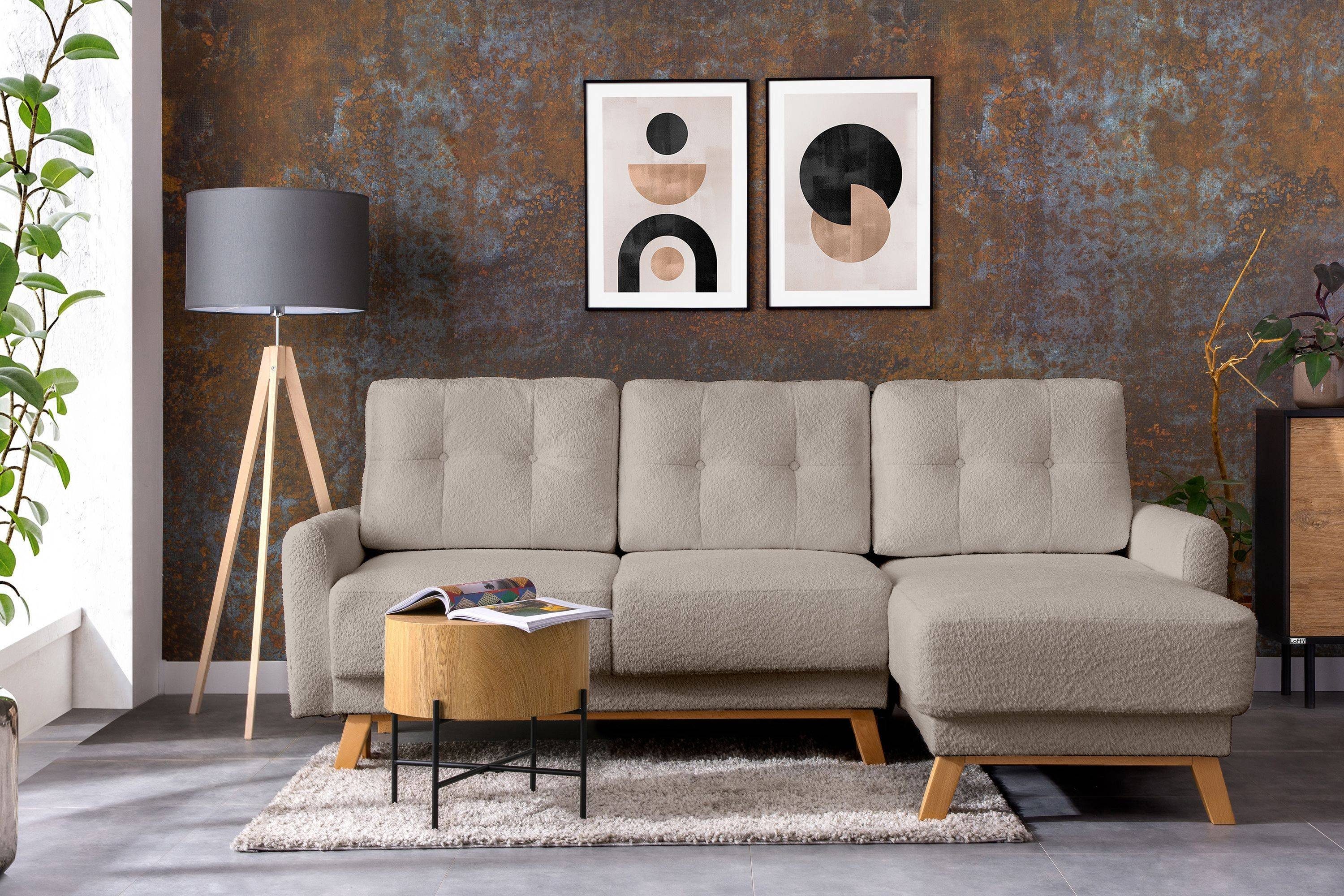 rechts/links, 205x150 Ecksofa Liegfläche Konsimo VISNA ausziehbar