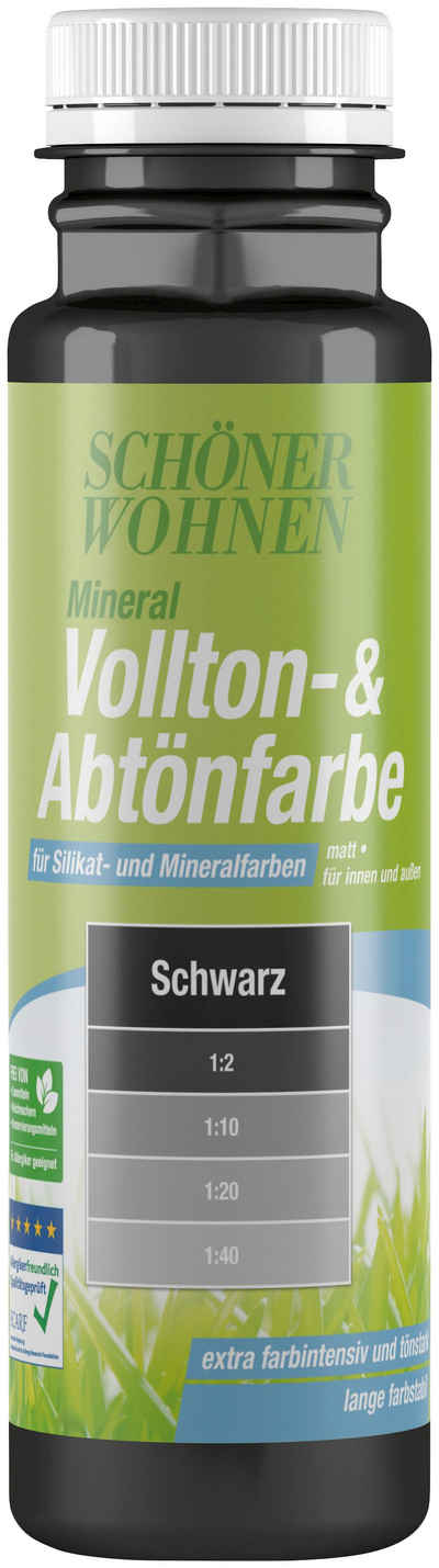 SCHÖNER WOHNEN-Kollektion Vollton- und Abtönfarbe Vollton- & Abtönfarbe, 250 ml, schwarz, zum Abtönen von Silikat- und Mineralfarben