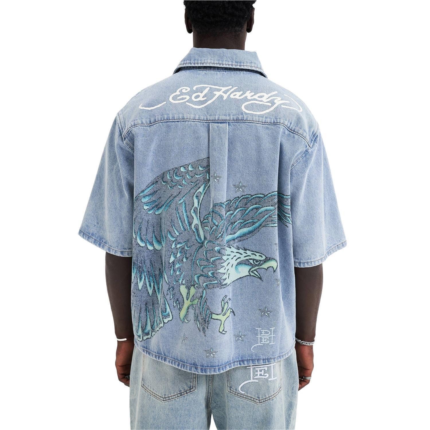 Ed Hardy Jeanshemd Jeansjacke Ed Hardy Eagle and Stars