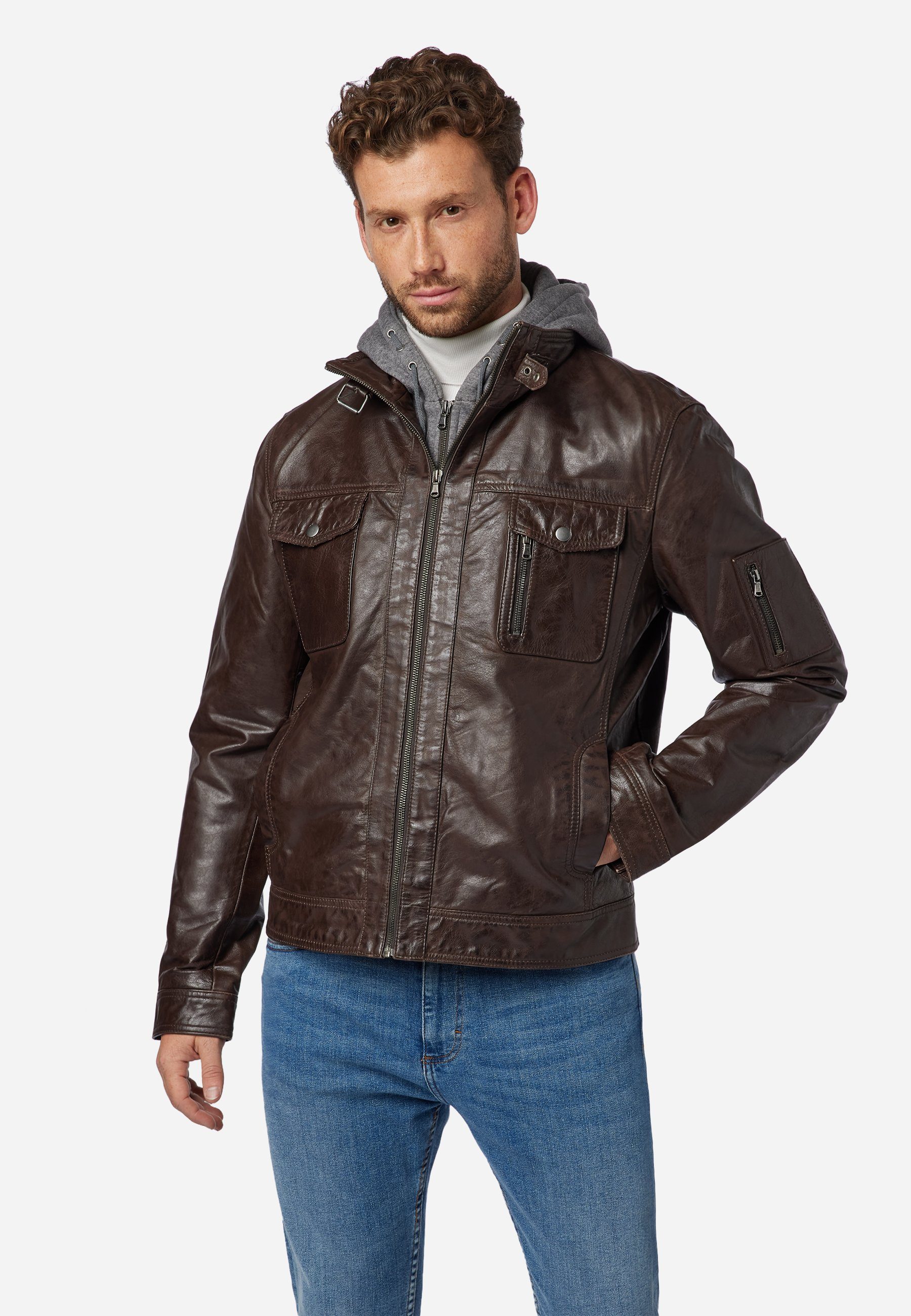 RICANO Lederjacke Rex hochwertiges Büffelleder abtrennbarer günstig online kaufen