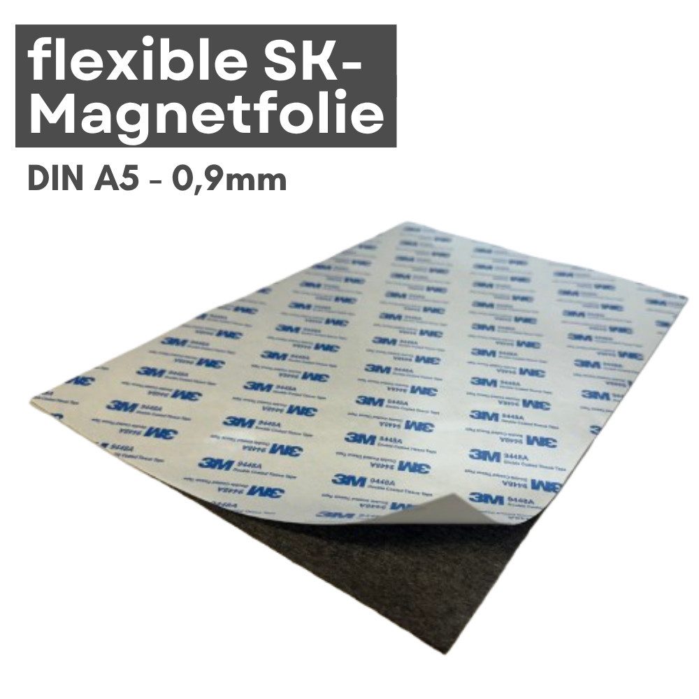 MaajeeKuto Magnet Magnetfolie 0,9 mm DIN A5 mit 3M Selbstklebung stark Ferrit Magnet (1-St)