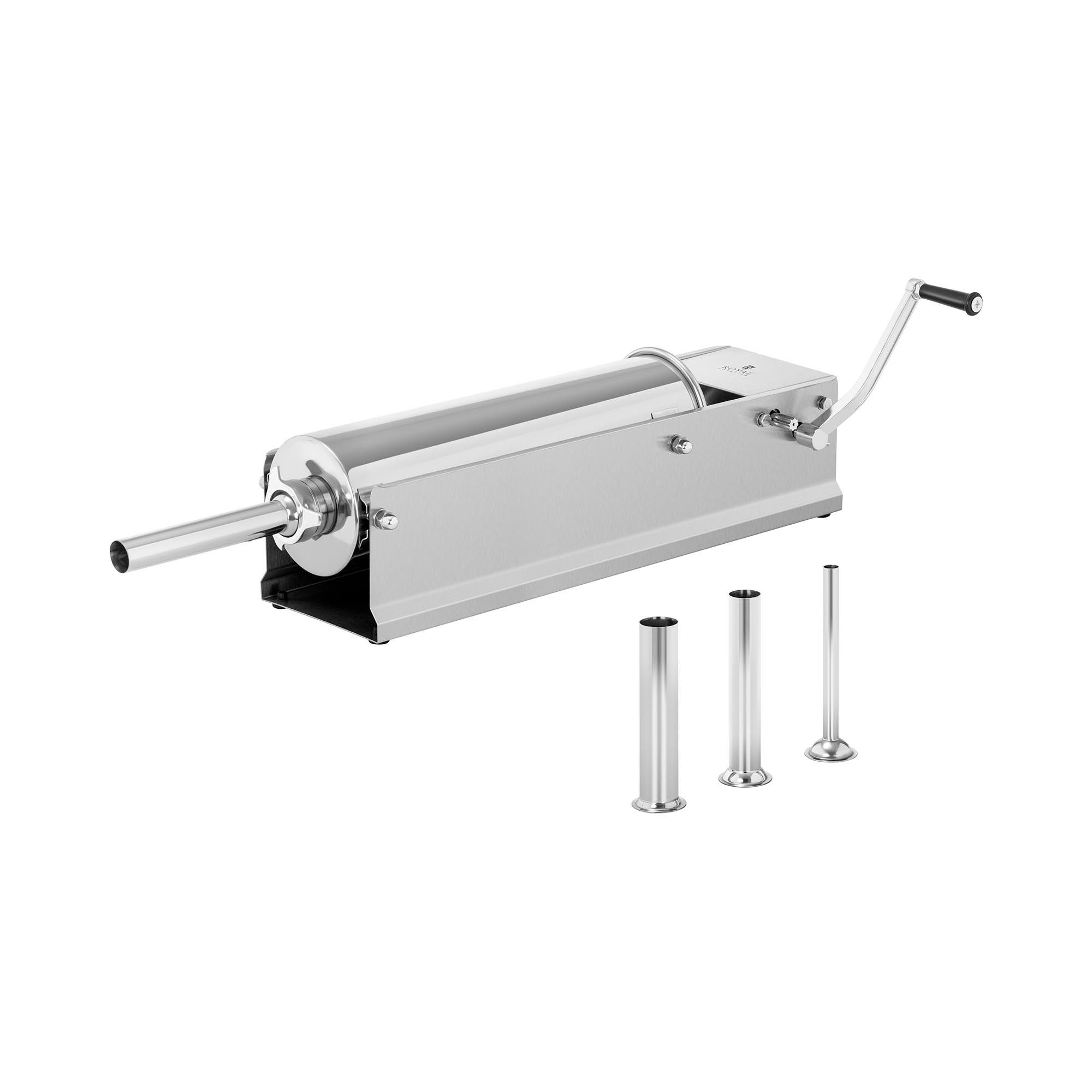 Royal Catering Wurstfüllaufsatz 7 L Wurstfüller horizontal Wurstfüllmaschine Wurstpresse Edelstahl, verschiedene Größen