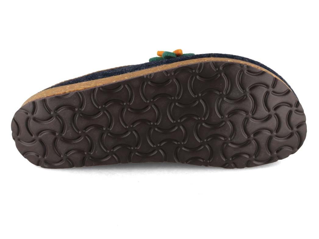 Tuffeln Blumig Filz-Pantoffeln Damen Clogs vegane Hausschuhe Hausschuh mit Korkfußbett