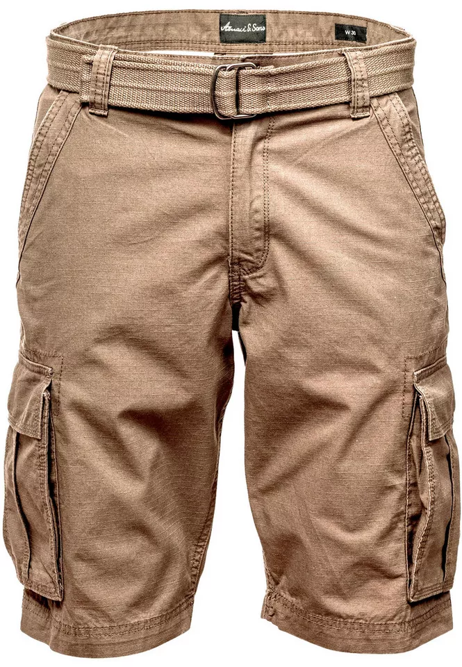 Amaci&Sons Cargoshorts MIDFIELD Chinoshort inkl. Gürtel Herren Bermuda Short Hose Regular Fit inkl. Gürtel