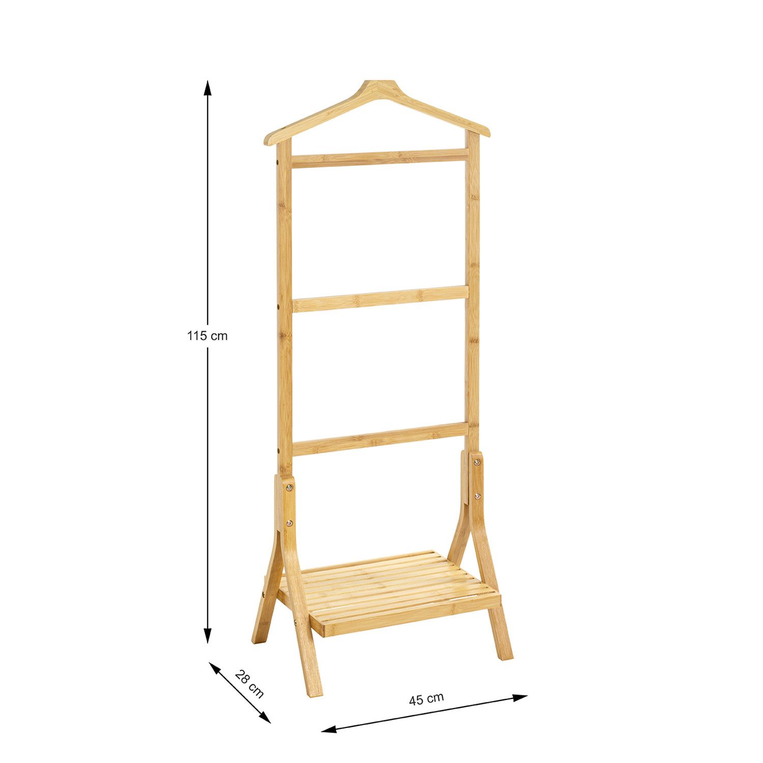 HAKU Herrendiener Herrendiener natur - Kleiderständer, Bambus - B 46xH 115xT 28 cm, (1xHerrendiener, Stummer Diener - Herrenständer), Herrendiener aus Bambus, Stiller Diener, Stummer Diener
