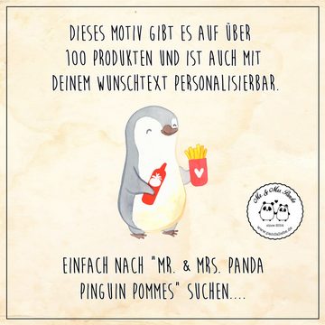Mr. & Mrs. Panda Servierbrett Pinguin Pommes - Transparent - Geschenk, Holzbrett, Brett, Heiratsant, Bambus, (1-St), Nachhaltiges Material