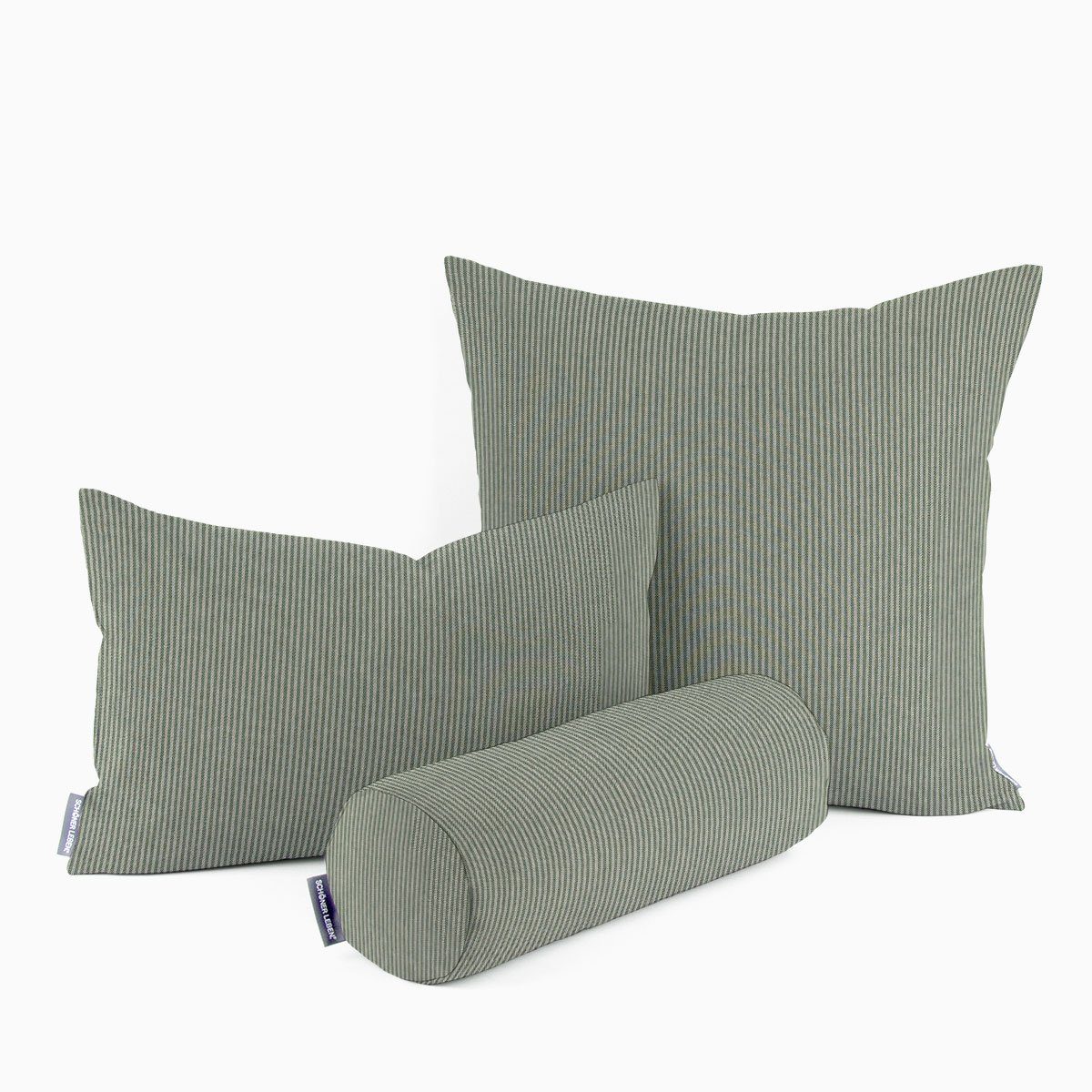 SCHÖNER LEBEN. Dekokissen Kissenhülle Dobby Streifen grün beige div. Größen von SCHÖNER LEBEN.