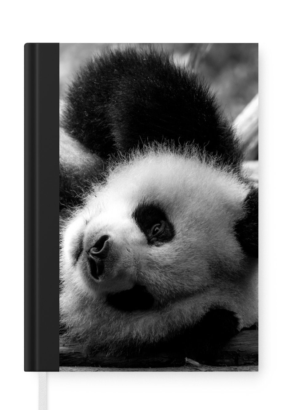 MuchoWow Notizbuch Tierprofil rollenden Panda in schwarz und weiß, Journal, Merkzettel, Tagebuch, Notizheft, A5, 98 Seiten, Haushaltsbuch