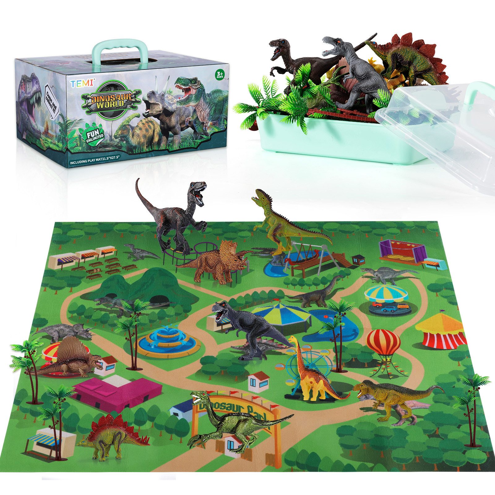 Spielfigur Dinosaurier Figuren Spielset mit Spielmatte