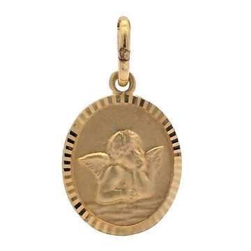 HOPLO Engelanhänger Anhänger Medaille Amor Engel mit Kette 1,1 mm 333-8 Karat Gold 36 cm, Made in Germany